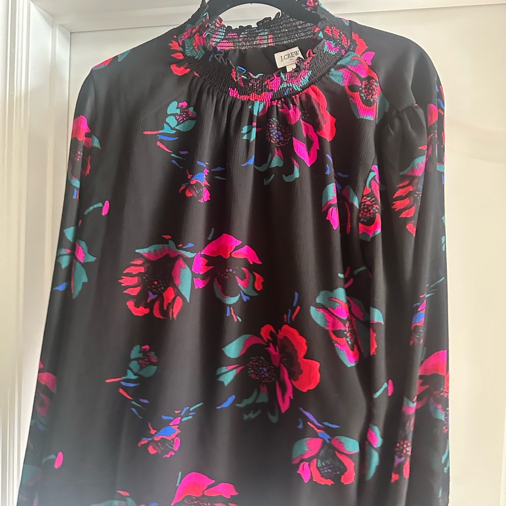 J. Crew Pink Ruffled Long Sleeve Blouse